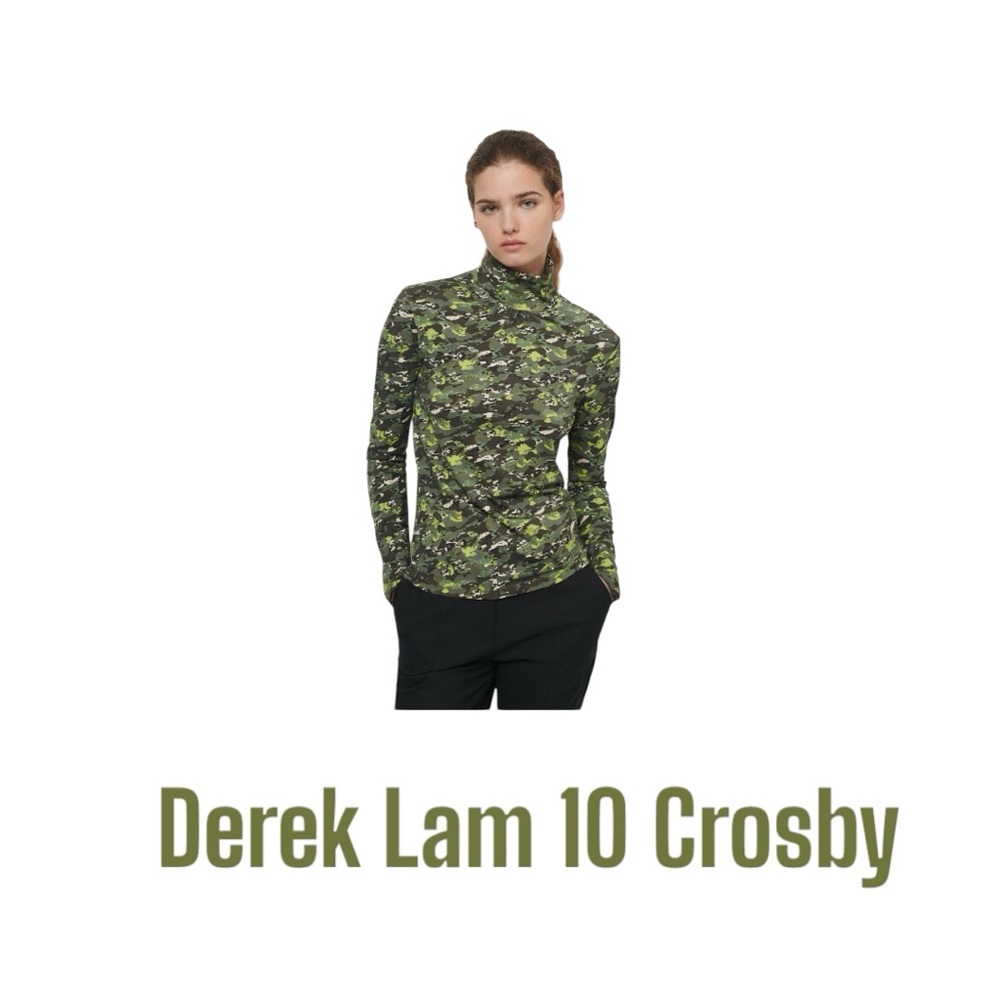 10 Crosby Derek Lam Green Fitted Turtleneck Top sz S